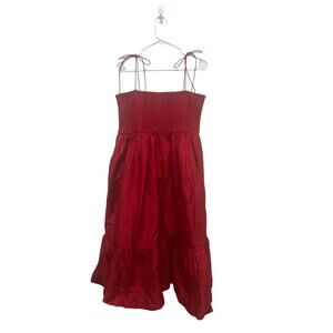 Dhruv Kapoor Sz L Anthropologie Smocked Cerise Dress Red Tiered Long - Nice!